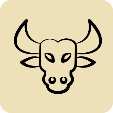 İkon Boğa. Hayvan kafası sembolüyle ilgili. Kabartma tarzı. Basit dizayn edilebilir. Basit resimleme