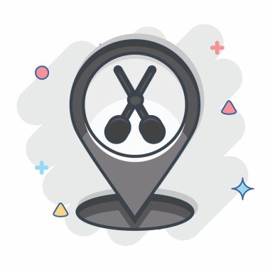 Simge Konum Pembesi. Berber dükkanı sembolüyle ilgili. Güzellik salonu. Basit resimleme