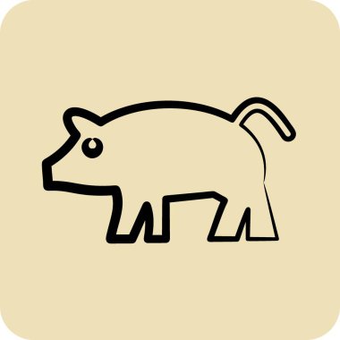 Simge domuzu. Evcil Hayvanlar sembolüyle ilgili. Kabartma tarzı. Basit dizayn edilebilir. Basit resimleme