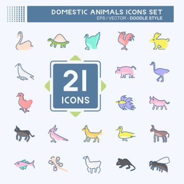 Simge Yerli Hayvanları Ayarladı. Eğitim sembolüyle ilgili. Basit dizayn edilebilir. Basit resimleme