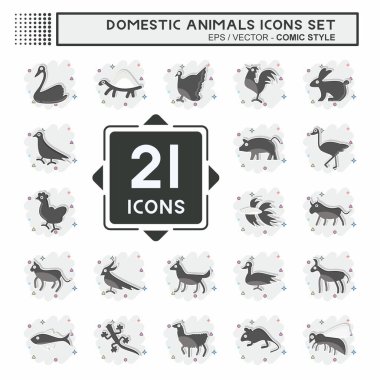 Simge Yerli Hayvanları Ayarladı. Eğitim sembolüyle ilgili. Basit dizayn edilebilir. Basit resimleme