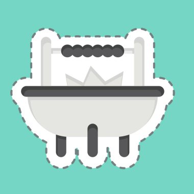 Çıkartma çizgisi Barbekü 'yü kesti. Kurban Bayramı sembolüyle ilgili. Basit dizayn edilebilir. Basit resimleme