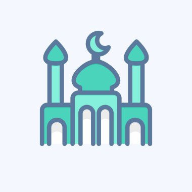 Simge Camii. Kurban Bayramı sembolüyle ilgili. Doodle stili. Basit dizayn edilebilir. Basit resimleme