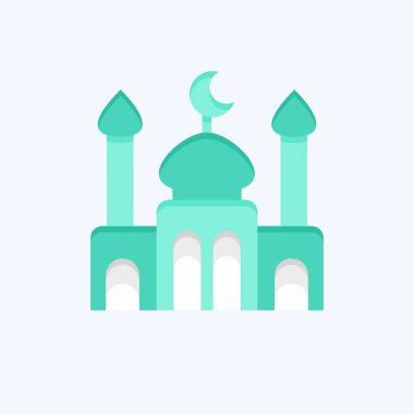 Simge Camii. Kurban Bayramı sembolüyle ilgili. Düz stil. Basit dizayn edilebilir. Basit resimleme