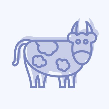 Simge İnek. Kurban Bayramı sembolüyle ilgili. İki ton stili. Basit dizayn edilebilir. Basit resimleme