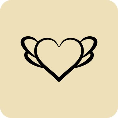 İkon Kalp. Dekorasyon sembolüyle ilgili. El çizimi tarzı. Basit dizayn edilebilir. Basit resimleme