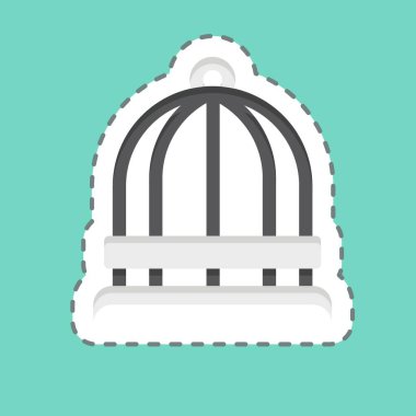 Çıkartma çizgisi Kuş Kafesi 'ni kesti. Dekorasyon sembolüyle ilgili. Basit dizayn edilebilir. Basit resimleme