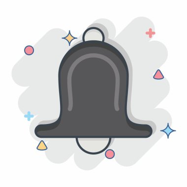 Icon Bell. Dekorasyon sembolüyle ilgili. Çizgi roman. Basit dizayn edilebilir. Basit resimleme