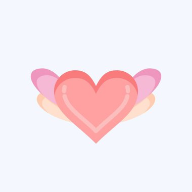 İkon Kalp. Dekorasyon sembolüyle ilgili. Düz stil. Basit dizayn edilebilir. Basit resimleme