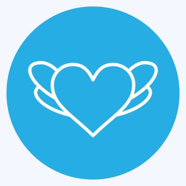 İkon Kalp. Dekorasyon sembolüyle ilgili. Mavi gözlü. Basit dizayn edilebilir. Basit resimleme