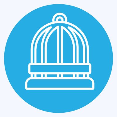 İkon Kuş Kafesi. Dekorasyon sembolüyle ilgili. Mavi gözlü. Basit dizayn edilebilir. Basit resimleme