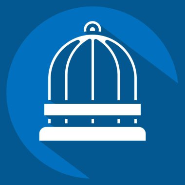 İkon Kuş Kafesi. Dekorasyon sembolüyle ilgili. Uzun gölge tarzı. Basit dizayn edilebilir. Basit resimleme