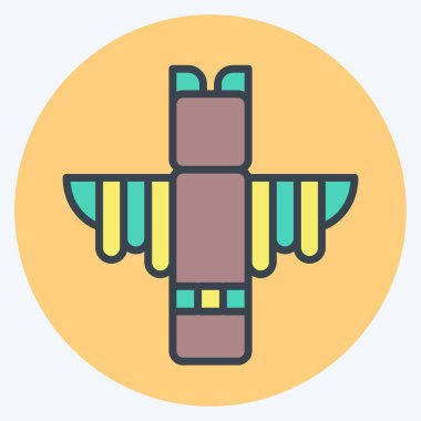 Simge Totem. Amerikan Yerli Sembolü ile ilgili. renk arkadaşı stili. Basit tasarım düzenlenebilir