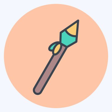 Simge Mızrağı. Amerikan Yerli Sembolü ile ilgili. renk arkadaşı stili. Basit tasarım düzenlenebilir