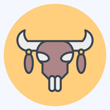 Icon Skull 2, Amerikan Yerli Sembolü ile ilişkili. renk arkadaşı stili. Basit tasarım düzenlenebilir