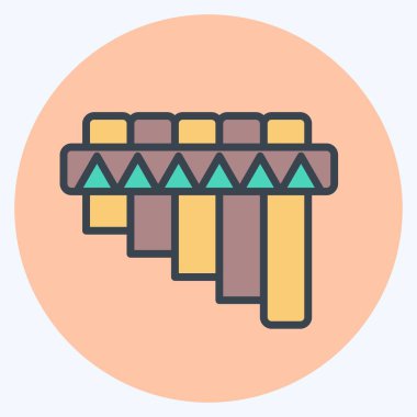 Simge Pan Flütü. Amerikan Yerli Sembolü ile ilgili. renk arkadaşı stili. Basit tasarım düzenlenebilir