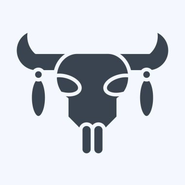 Icon Skull 2, Amerikan Yerli Sembolü ile ilişkili. Kabartma tarzı. Basit tasarım düzenlenebilir