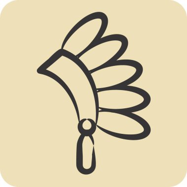 Simge Başlığı adresi. Amerikan Yerli Sembolü ile ilgili. El çizimi tarzı. Basit tasarım düzenlenebilir