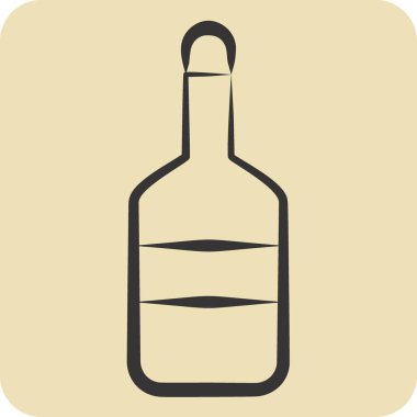 Simge Şişe. Deniz sembolüyle ilgili. El çizimi tarzı. Basit dizayn edilebilir. Basit resimleme