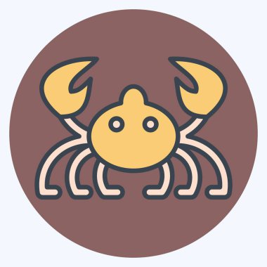 İkon yengeci. Deniz sembolüyle ilgili. renk arkadaşı stili. Basit dizayn edilebilir. Basit resimleme