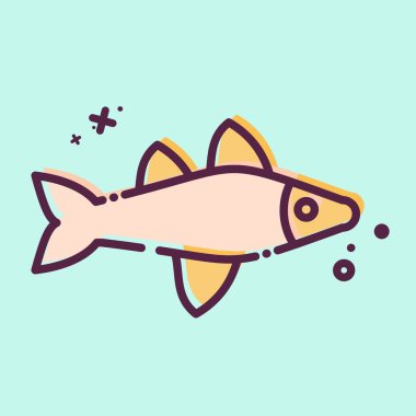 Simge Balığı. Deniz sembolüyle ilgili. MBE tarzı. Basit dizayn edilebilir. Basit resimleme