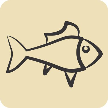 Simge Guppy. Deniz sembolüyle ilgili. El çizimi tarzı. Basit dizayn edilebilir. Basit resimleme