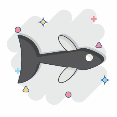 Simge Neon Tetra. Deniz sembolüyle ilgili. Çizgi roman. Basit dizayn edilebilir. Basit resimleme