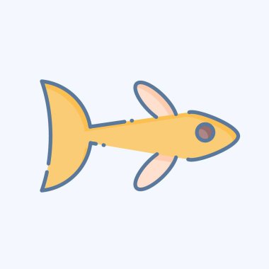 Simge Neon Tetra. Deniz sembolüyle ilgili. Karalama stili. Basit dizayn edilebilir. Basit resimleme