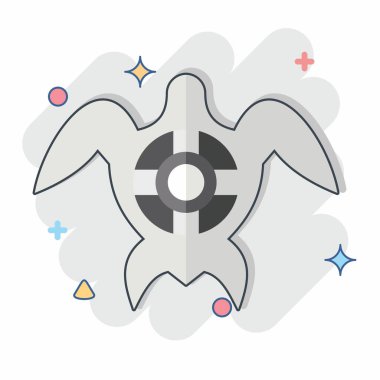 İkon Deniz Kaplumbağası. Deniz sembolüyle ilgili. Çizgi roman. Basit dizayn edilebilir. Basit resimleme