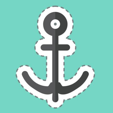 Çıkartma çizgisi Anchor 'ı kesti. Deniz sembolüyle ilgili. Basit dizayn edilebilir. Basit resimleme