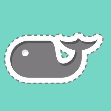 Çıkartma çizgisi Yunus 'u kesti. Deniz sembolüyle ilgili. Basit dizayn edilebilir. Basit resimleme