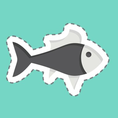 Çıkartma çizgisi Guppy 'i kesti. Deniz sembolüyle ilgili. Basit dizayn edilebilir. Basit resimleme