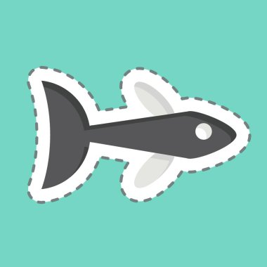 Çıkartma çizgisi Neon Tetra 'yı kesti. Deniz sembolüyle ilgili. Basit dizayn edilebilir. Basit resimleme