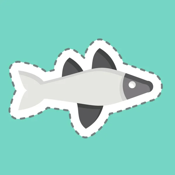 Sticker line cut Fish. related to Sea symbol. simple design editable. simple illustration