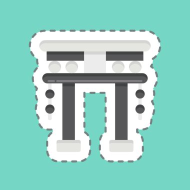 Etiket hattı Torii Gate 'i kesti. Çin Yeni Yıl sembolüyle ilgili. Basit tasarım düzenlenebilir