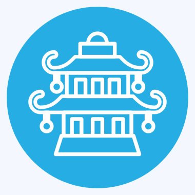 Simge Pagoda. Çin Yeni Yıl sembolüyle ilgili. Mavi gözlü. Basit tasarım düzenlenebilir