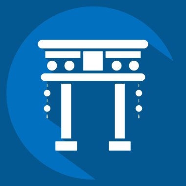 Icon Torii Kapısı. Çin Yeni Yıl sembolüyle ilgili. Uzun gölge tarzı. Basit tasarım düzenlenebilir