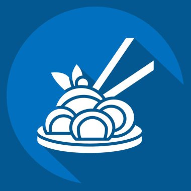 Icon Çin eriştesi. Çin Yeni Yıl sembolüyle ilgili. Uzun gölge tarzı. Basit tasarım düzenlenebilir