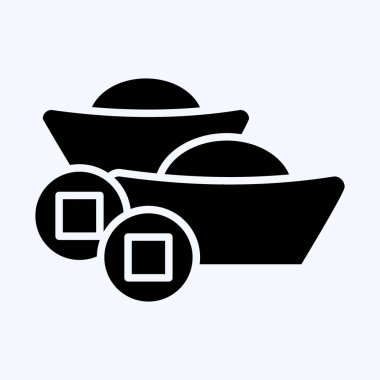 Simge Ingot. Çin Yeni Yıl sembolüyle ilgili. Kabartma tarzı. Basit tasarım düzenlenebilir