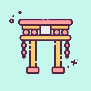 Icon Torii Kapısı. Çin Yeni Yıl sembolüyle ilgili. MBE tarzı. Basit tasarım düzenlenebilir
