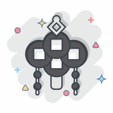 Simge Tılsımı. Çin Yeni Yıl sembolüyle ilgili. Çizgi roman. Basit tasarım düzenlenebilir