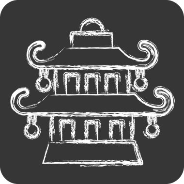Simge Pagoda. Çin Yeni Yıl sembolüyle ilgili. Tebeşir stili. Basit tasarım düzenlenebilir