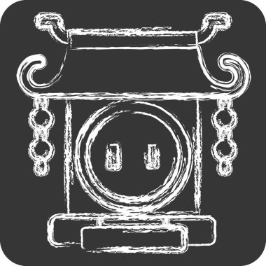 Simge Kapısı. Çin Yeni Yıl sembolüyle ilgili. Tebeşir stili. Basit tasarım düzenlenebilir