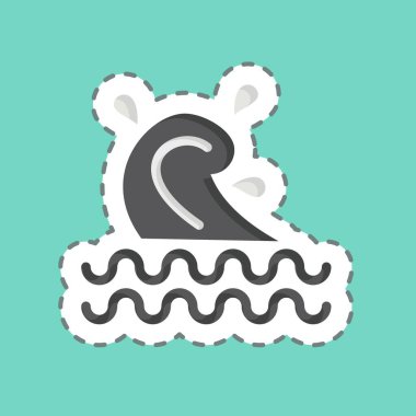 Çıkartma çizgisi Wave 'i kesti. Hawaii sembolüyle ilgili. Basit dizayn edilebilir. vektör