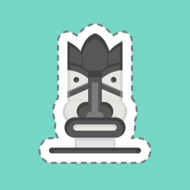 Etiket çizgisi Hawaii Heykeli 'ni kesti. Hawaii sembolüyle ilgili. Basit dizayn edilebilir. vektör