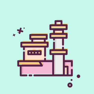 Icon Pasifik Liman Havacılık Müzesi. Hawaii sembolüyle ilgili. MBE tarzı. Basit dizayn edilebilir. vektör