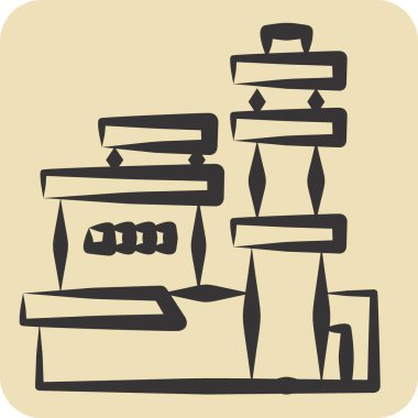 Icon Pasifik Liman Havacılık Müzesi. Hawaii sembolüyle ilgili. El çizimi tarzı. Basit dizayn edilebilir. vektör