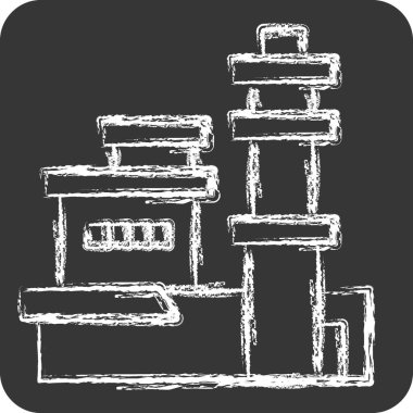 Icon Pasifik Liman Havacılık Müzesi. Hawaii sembolüyle ilgili. Tebeşir stili. Basit dizayn edilebilir. vektör