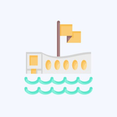 Icon USS Arizona Memorial Hastanesi. Hawaii sembolüyle ilgili. Düz stil. Basit dizayn edilebilir. vektör