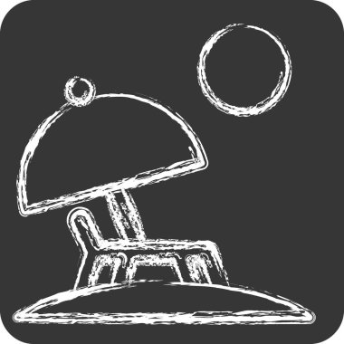 Icon Sahili. Hawaii sembolüyle ilgili. Tebeşir stili. Basit dizayn edilebilir. vektör